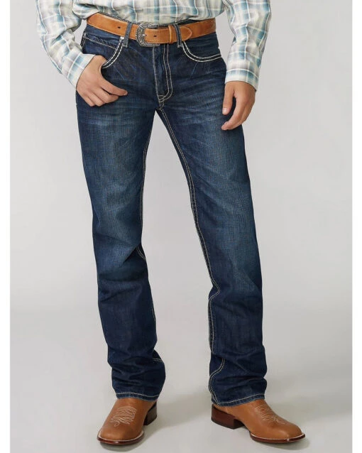 Stetson Men's Rock Fit Barbwire "X" Stitched Boot Jeans - Big & Tall - Image 3