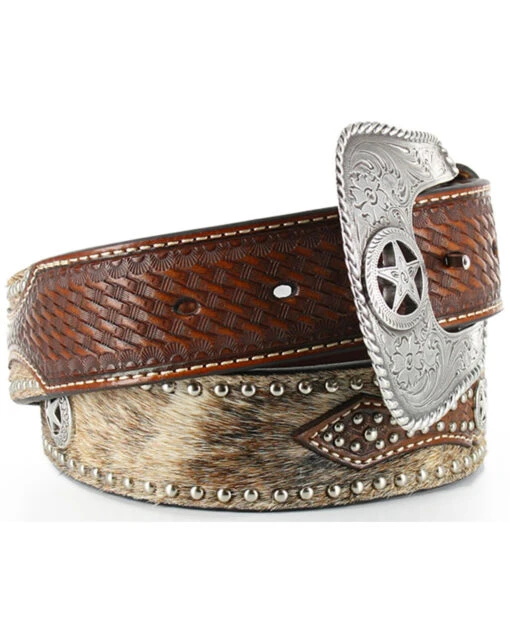 Nocona Men's Hair-On-Hide Star Concho Belt - Image 2