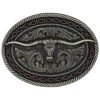 Montana Silversmiths Two Tone Antiqued Round Barbed Longhorn Attitude Buckle -Optimal Clothing Store 2000277833 040 P1