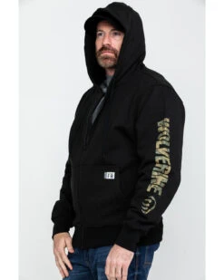 Wolverine Men's FR Logo Sleeve Zip-Up Work Hoodie -Optimal Clothing Store 2000286843 001 P3