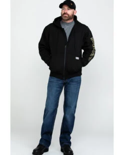 Wolverine Men's FR Logo Sleeve Zip-Up Work Hoodie -Optimal Clothing Store 2000286843 001 P6