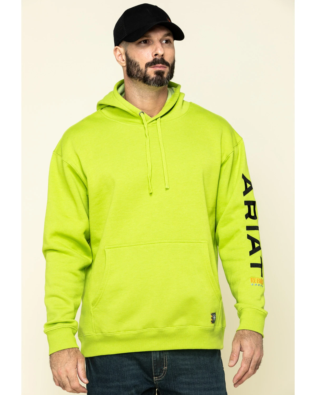 Ariat Men's Lime Heather Rebar Graphic Hooded Work Sweatshirt 3 Ariat Men's Lime Heather Rebar Graphic Hooded Work Sweatshirt