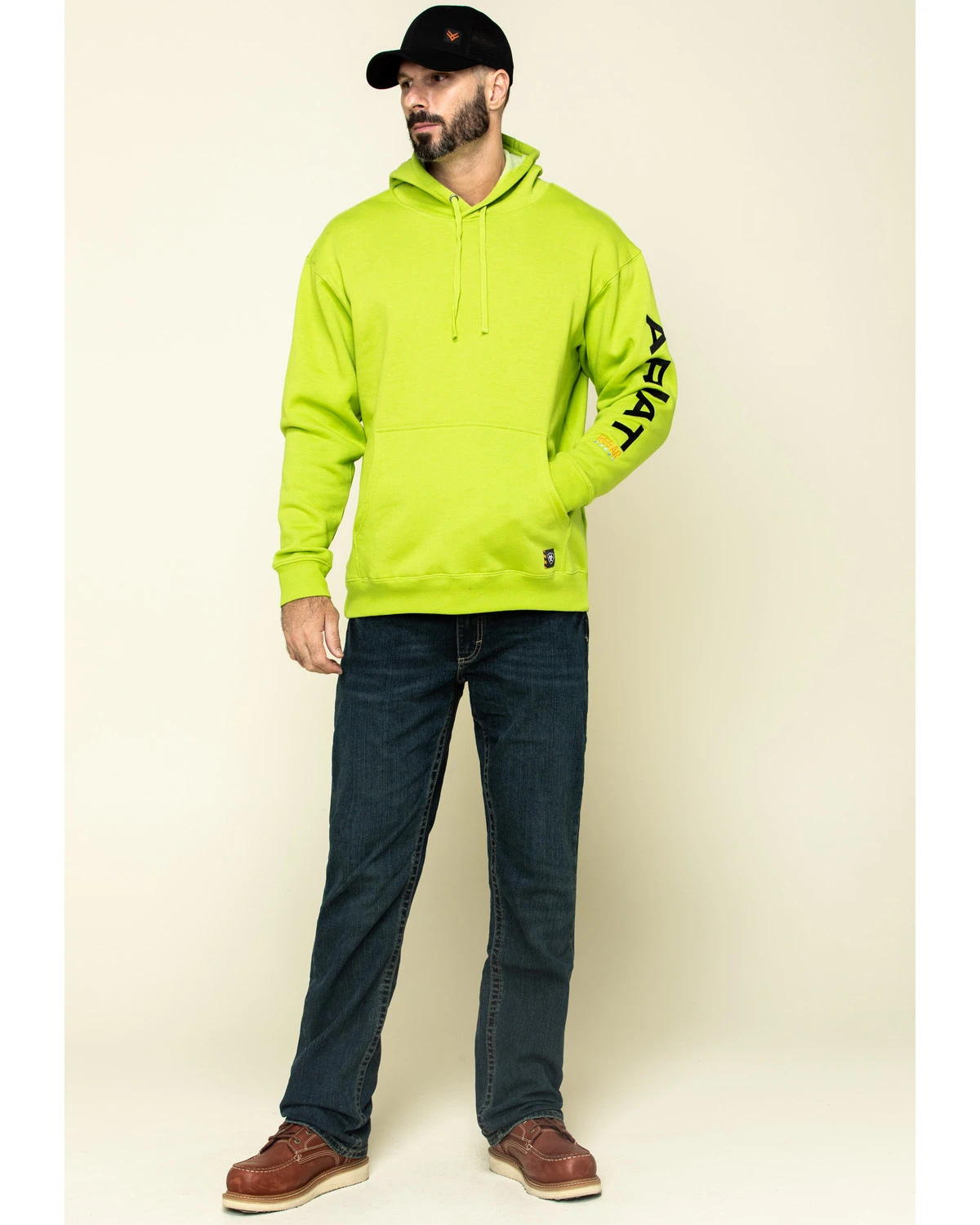 Ariat Men's Lime Heather Rebar Graphic Hooded Work Sweatshirt 8 Ariat Men's Lime Heather Rebar Graphic Hooded Work Sweatshirt - Image 6