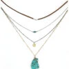 Prime Time Jewelry Women's 4-Piece Silver & Gold Turquoise Layered Necklace Set -Optimal Clothing Store 2000322182 710 P1