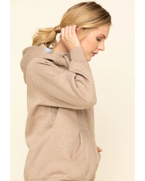 Ariat Women's Dark Oatmeal Heather Rebar Skill Set Zip Hooded Pullover - Image 5