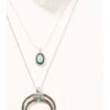 Prime Time Jewelry Women's Silver Crescent Horn & Turquoise Pendant Layered Necklace Set -Optimal Clothing Store 2000334007 040 P1