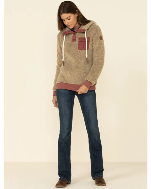 Wanakome Women's Fay Snap Neck Sherpa Hooded Pullover - Image 2