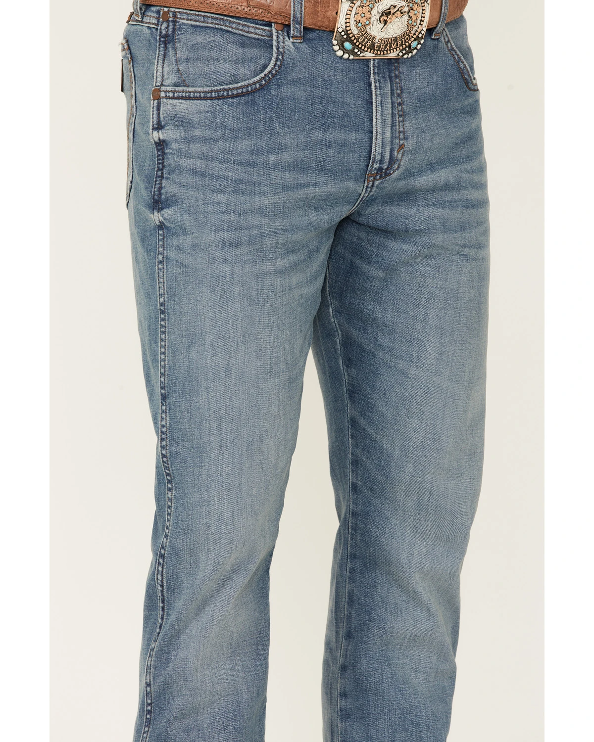 Wrangler Retro Premium Men's Eagleton Light Wash Stretch Slim Bootcut Jeans 4 Wrangler Retro Premium Men's Eagleton Light Wash Stretch Slim Bootcut Jeans - Image 2