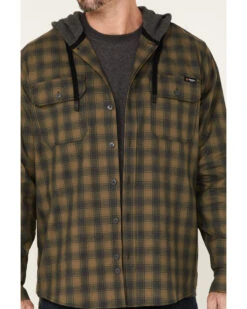 Hawx Men's Plaid Print Robertson Long Sleeve Button Down Hooded Work Flannel Shirt -Optimal Clothing Store 2000342919 341 P3