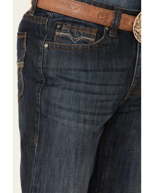 Rock & Roll Denim Men's Double Barrel Dark Wash Stretch Relaxed Straight Jeans - Image 3