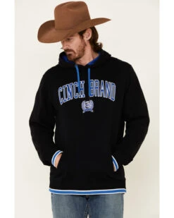 Cinch Men's Solid Black Logo Brand Hooded Sweatshirt