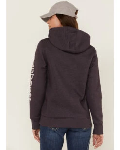 Carhartt Women's Gray Relaxed Midweight Logo Sleeve Graphic Hooded Sweatshirt -Optimal Clothing Store 2000346369 020 P3