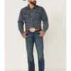 Wrangler Retro Men's Hereford Medium Wash Stretch Slim Straight Jeans -Optimal Clothing Store 2000346855 400 P1