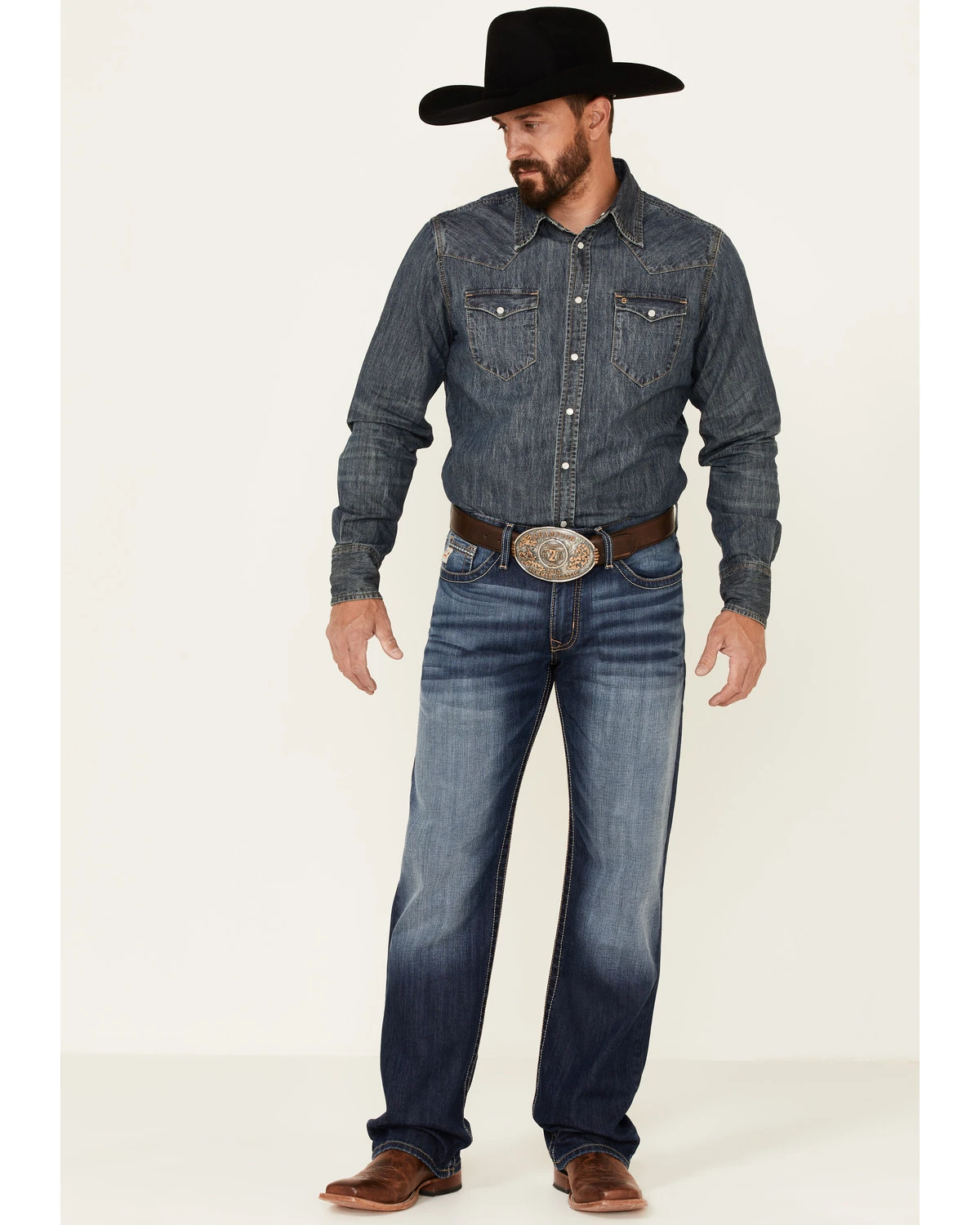 Cinch Men's Grant Dark Stonewash Performance Stretch Relaxed Bootcut Jeans 3 Cinch Men's Grant Dark Stonewash Performance Stretch Relaxed Bootcut Jeans