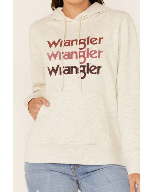 Wrangler Women's Multi Stacked Logo Shirttail Pullover Hoodie - Image 2