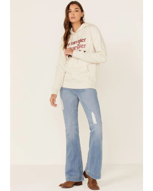 Wrangler Women's Multi Stacked Logo Shirttail Pullover Hoodie - Image 4