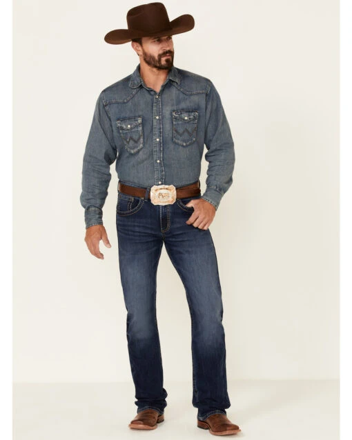 Rock 47 By Wrangler Men's Horizon Dark Wash Stretch Slim Bootcut Jeans
