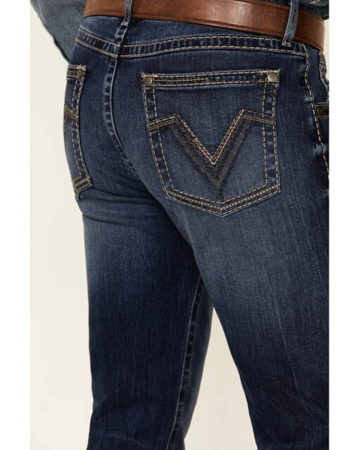 Rock 47 By Wrangler Men's Horizon Dark Wash Stretch Slim Bootcut Jeans - Image 4