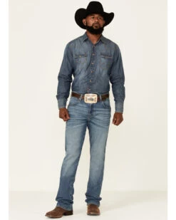 Wrangler Retro Men's Shadow Medium Wash Stretch Slim Bootcut Jeans - Long