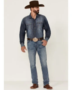 Rock & Roll Denim Men's Hooey Light Vintage Wash Revolver Stretch Slim Straight Jeans -Optimal Clothing Store 2000351106 400 P3