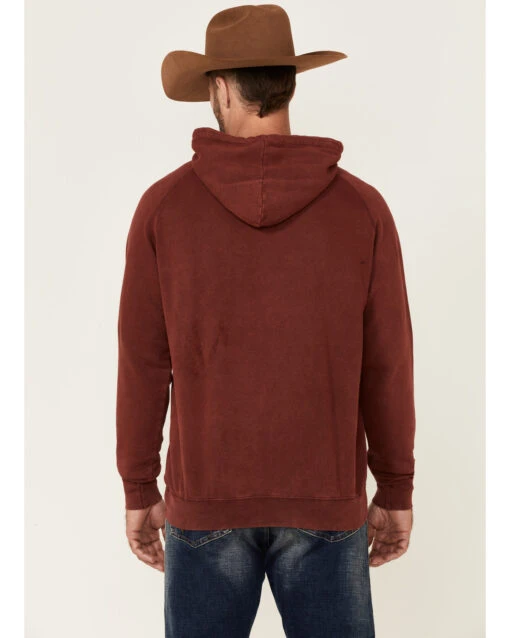 Stetson Men's Red Mineral Wash Distressed Eagle Graphic Hooded Sweatshirt - Image 4