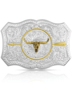 Montana Silversmiths Men's Your Arrow Longhorn Belt Buckle