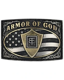 Montana Silversmiths Men's Armor Of God Square Warrior Buckle