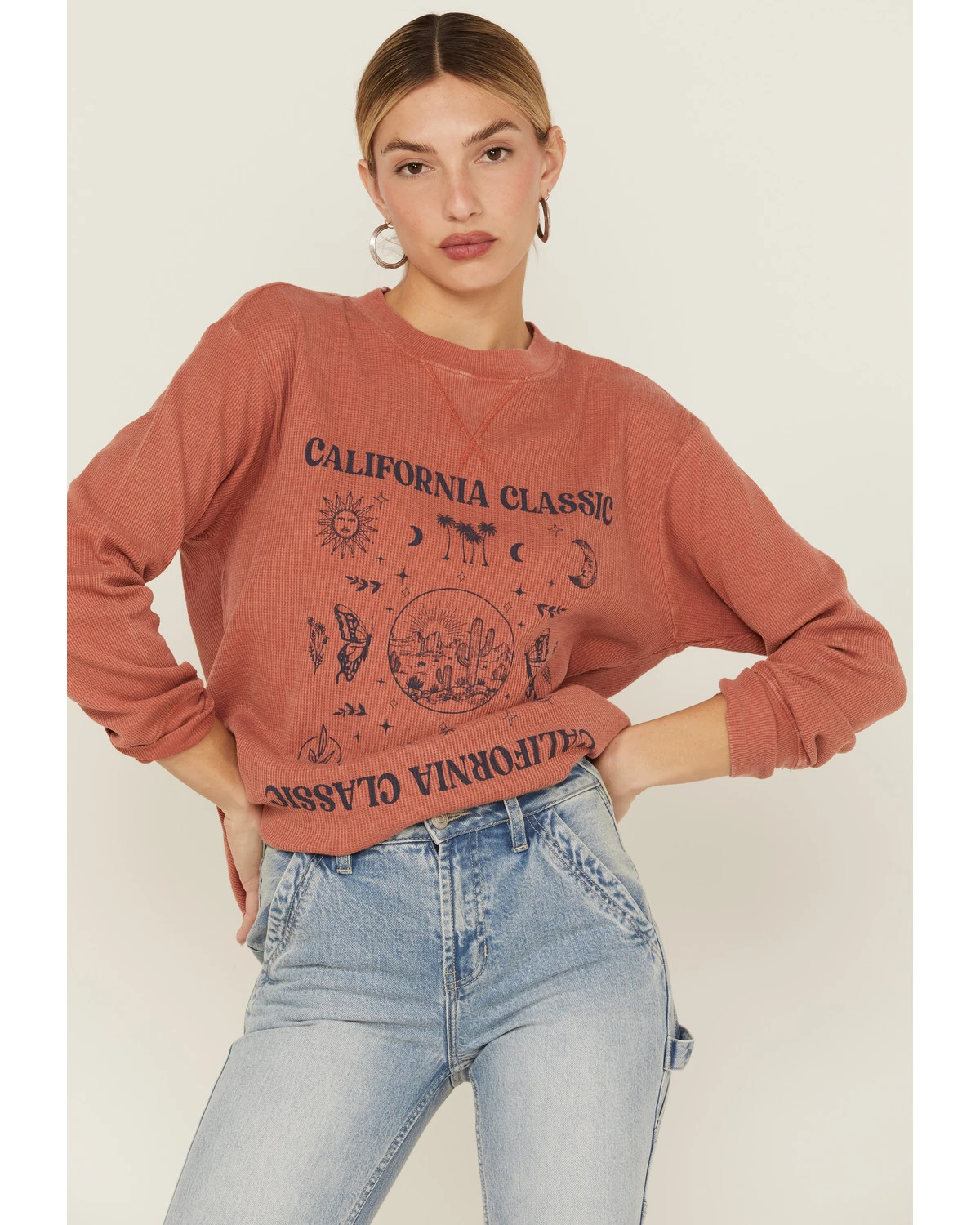 Cleo + Wolf Women's California Classic Graphic Thermal Pullover Sweatshirt 3 Cleo + Wolf Women's California Classic Graphic Thermal Pullover Sweatshirt