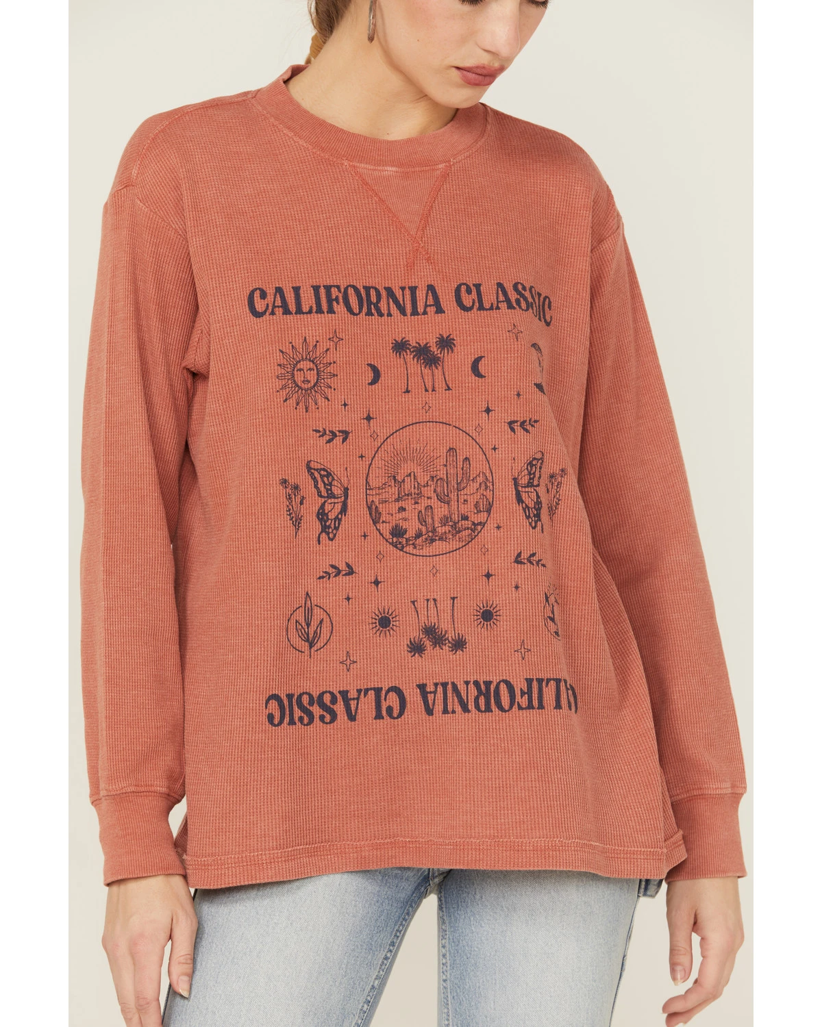 Cleo + Wolf Women's California Classic Graphic Thermal Pullover Sweatshirt 4 Cleo + Wolf Women's California Classic Graphic Thermal Pullover Sweatshirt - Image 2