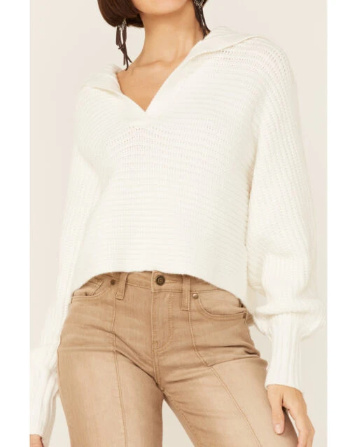 Revel Women's Sierra Collar Knit Long Sleeve Pullover Sweatshirt - Image 3