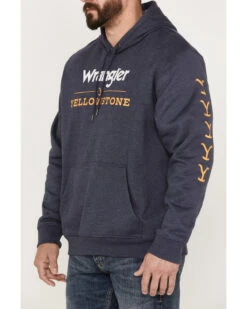 Wrangler Men's Yellowstone Logo Sleeve Hooded Sweatshirt -Optimal Clothing Store 2000361693 410 P3