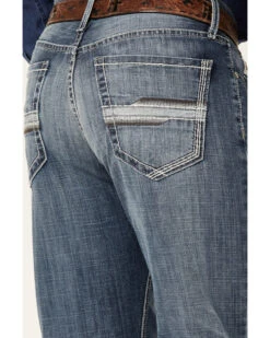 Cinch Men's Grant Medium Stonewash Broken Twill Performance Stretch Relaxed Bootcut Jeans -Optimal Clothing Store 2000362748 402 P4