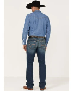 Cinch Men's Ian Dark Stonewash Performance Stretch Slim Bootcut Jeans -Optimal Clothing Store 2000362785 402 P3