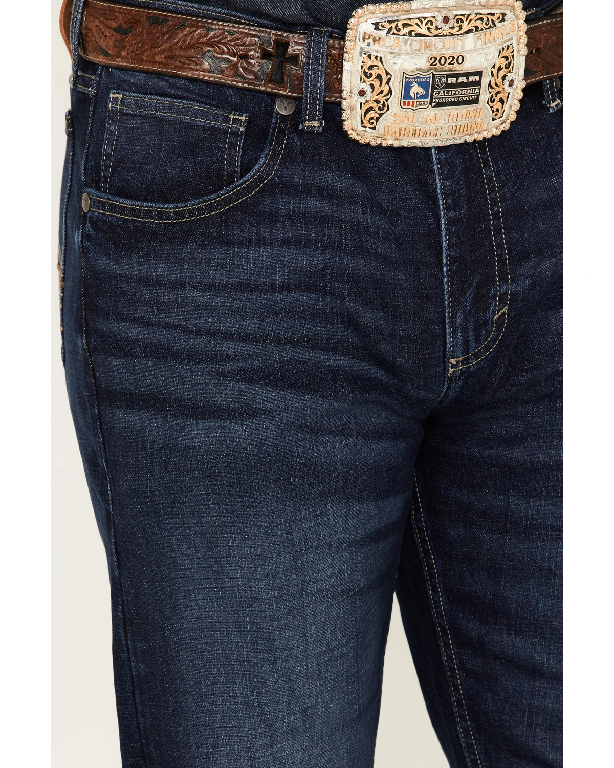 Wrangler 20X Men's Dawn Dark Wash Stretch Slim Straight Jeans 4 Wrangler 20X Men's Dawn Dark Wash Stretch Slim Straight Jeans - Image 2