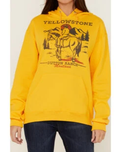 Paramount Network's Yellowstone Women's Yellowstone Lone Cowboy Mustard Graphic Hoodie -Optimal Clothing Store 2000365391 702 P3