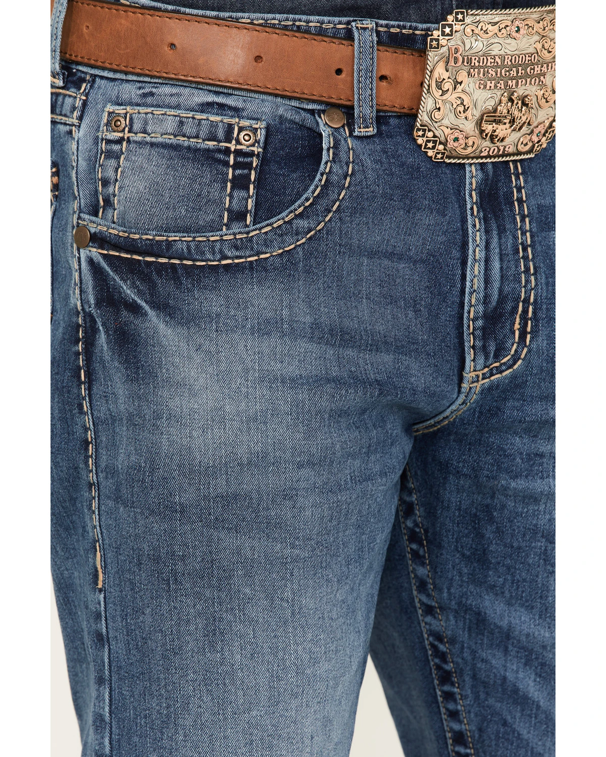 Rock 47 By Wrangler Men's Ash Medium Wash Stretch Slim Straight Jeans 4 Rock 47 By Wrangler Men's Ash Medium Wash Stretch Slim Straight Jeans - Image 2