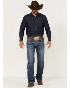 Rock & Roll Denim Men's Dark Wash Double Barrel Stretch Relaxed Straight Jeans -Optimal Clothing Store 2000367642 201 P3