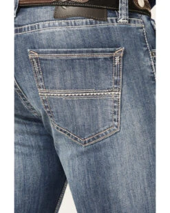 Rock & Roll Denim Men's Revolver Medium Wash Reflex Stretch Slim Straight Jeans -Optimal Clothing Store 2000367645 202 P2