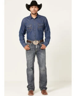 Rock & Roll Denim Men's Double Barrel Medium Wash Two Tone Raise Relaxed Straight Jeans -Optimal Clothing Store 2000367647 203 P3