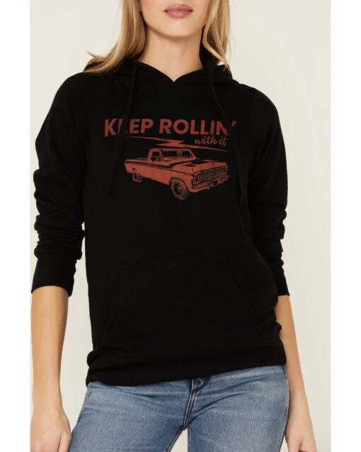 Blended Women's Keep Rollin Black Graphic Hoodie Sweater - Image 2