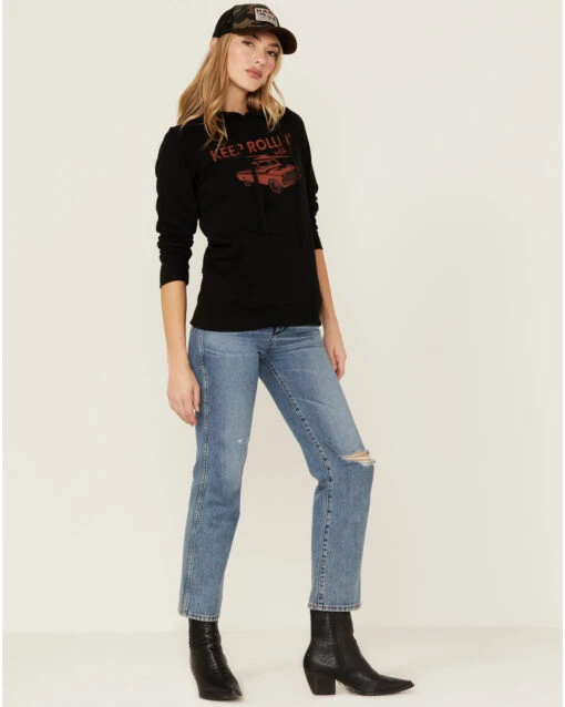 Blended Women's Keep Rollin Black Graphic Hoodie Sweater - Image 4
