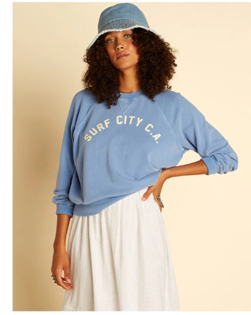 Billabong X Wrangler Women's On The Rise Surf City Graphic Sweatshirt