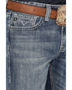 Rock & Roll Denim Men's Double Barrel Medium Wash Relaxed Straight Jeans -Optimal Clothing Store 2000368870 414 P4