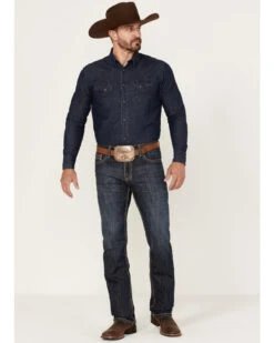 Rock & Roll Denim Men's Revolver Dark Wash Stretch Slim Straight Jeans -Optimal Clothing Store 2000368871 416 P3