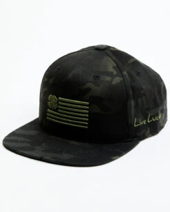 Black Clover Men's Camo Print Clover Nation Embroidered Flag Solid Ball Cap
