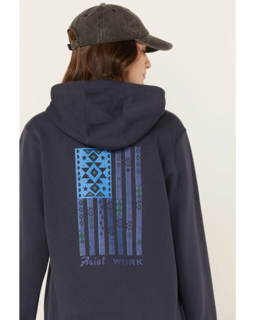 Ariat Women's Rebar Southwestern Flag Graphic Hooded Work Sweatshirt - Image 2