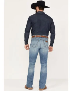 Wrangler Retro Men's 77MWP Medium Wash Slim Boot Stretch Denim Jeans -Optimal Clothing Store 2000374572 413 P3