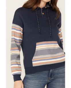 RANK 45 Women's Stripe Contrast Hooded Pullover -Optimal Clothing Store 2000374967 410 P3