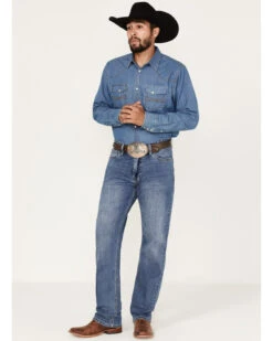 Hooey Men's Double Barrel Medium Wash Stackable Bootleg Jeans -Optimal Clothing Store 2000375478 414 P3