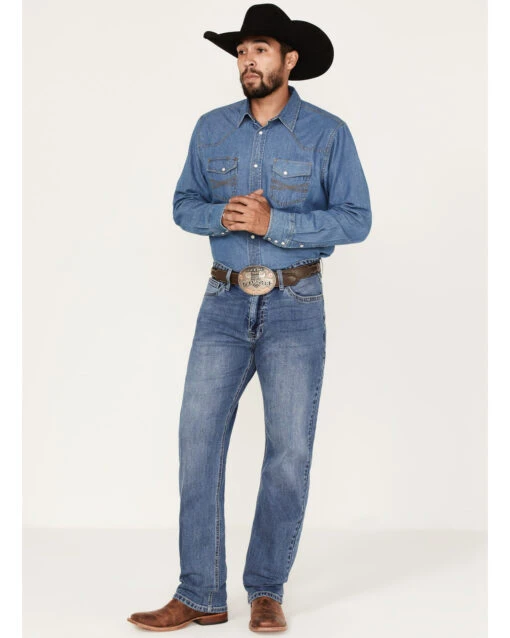 Hooey Men's Double Barrel Medium Wash Stackable Bootleg Jeans - Image 3
